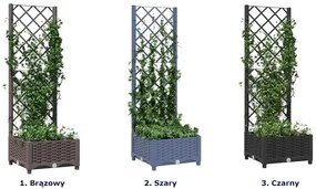 Szara donica ogrodowa na balkon z kratką A5-S91