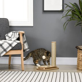 HOMCOM Drapak dla Kociąt z Zabawką, Tora z Kulkami, Kula na Sprężynie, 35 cm x 23 cm x 40 cm, Naturalny