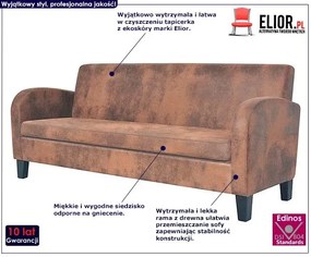 Trzyosobowa sofa Mayor 3X - brązowa