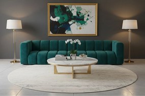 Sofa pięcioosobowa, kanapa Grand, tkanina welurowa Salvador, Lazurowy