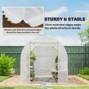 Outsunny Folia do szklarni 4 x 2 m, wodoodporna folia ogrodowa z drzwiami, 8 okien, ochrona UV, odporna polietylenowa, biały | Aosom PL