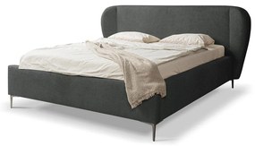 Ciemnoszare tapicerowane łóżko dwuosobowe ze stelażem 180x200 cm Makana – Makamii
