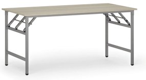 Stół konferencyjny FAST READY, 160x80 cm, szaro-srebrna podstawa, dąb naturalny
