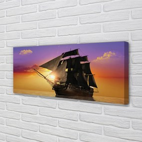 Obraz drukowany na płótnie Statek na Tle Kolorowego Nieba