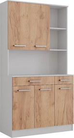 Bufet kuchenny biały/złoty dąb 100.1x46x188.5 raul