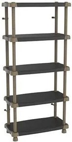 Regał wysoki 88 cm 5 półek Czarny i Topo