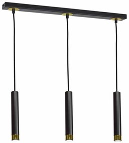 Lampa wisząca tuba, czarna/złota DANI BLACK/GOLD 3xGU10