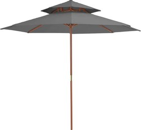 Okrągły parasol ogrodowy z drewnianym słupkiem antracyt A2-C47