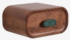 Zestaw 2 Wiszących Stolików Nocnych 50x35 Cm Z Drewna Mango I Naturalnego Kamienia Kivalina Zielony Marmur Udaipur – Ciemne Drewno Mango - Sklum
