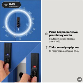 Szafa metalowa biurowa z drzwiami przesuwnymi antracytowo-niebieska, 900x1850x400 mm: KUBA