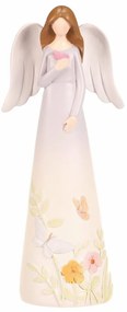 Dekoracja figurka kwiatowy anioł, fioletowy, 9 x 6x 21 cm, żywica poliestrowa