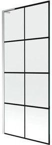 Mexen Next L parawan nawannowy 1-skrzydłowy 80 x 150 cm, czarna kratka, chrom - 895-080-000-03-77-01
