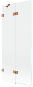 Mexen Lunar parawan nawannowy 2-skrzydłowy lewy 80 x 150 cm, transparent, miedź szczotkowana - 897-080-100-65-00-L