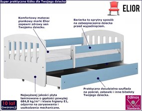 Łóżko chłopięce z materacem Pinokio 2X 80x160 - niebieskie