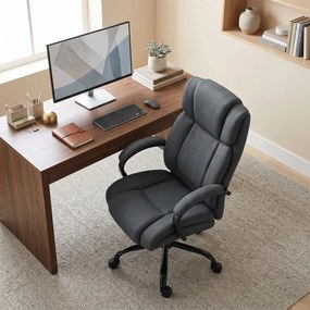 Vinsetto Fotel biurowy, Ergonomiczny fotel biurowy, Fotel obrotowy z wyściełanym podłokietnikiem, do 220 kg, Szary