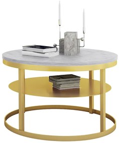 Okrągły stolik kawowy w stylu glamour złoty + beton - Selpa 3X