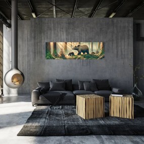 Obraz - Niedźwiedzie w lesie (170x50 cm)