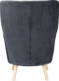 Fotel Uszak Wypoczynkowy SANTOS Szary Welurowy Nowoczesny Loft