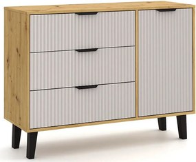 Komoda z szafką i 3 szufladami dąb artisan + kaszmir S8-N93