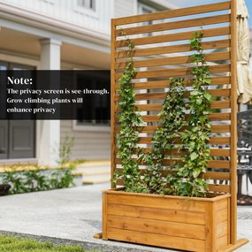 Outsunny Parawan z Drewna 80 x 170 cm, Wolnostojąca Przegroda z Lamelami, Brązowy | Aosom PL