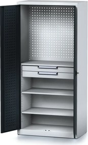 Szafa warsztatowa MECHANIC, 1950 x 920 x 500 mm, 2 szuflady, 3 półki, graphitowe drzwi