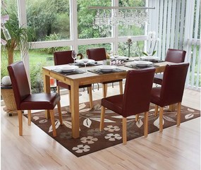 Zestaw 6 krzeseł do jadalni Littau ze sztucznej skóry,  imitacja skóry, czerwono-brązowy, jasne nogi