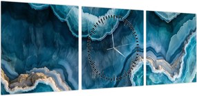 Obraz - Detal akwamarynu (z zegarem) (90x30 cm)