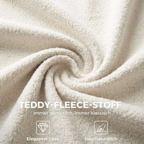 HOMCOM Obrotowy fotel biurowy z teddy-fleece, regulowany, na kółkach, pianka komfortowa, kremowy | Aosom PL