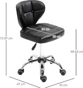 HOMCOM Zestaw 2 stołków roboczych, sztuczna skóra, ciemnoszare, 72–87 cm