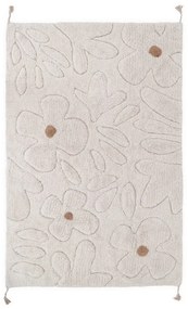 Kremowy bawełniany dywan dziecięcy tkany ręcznie odpowiedni do prania 120x180 cm Gentle Flora – Nattiot