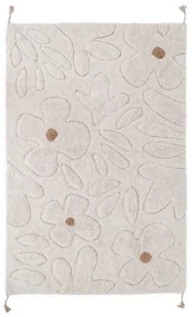 Kremowy bawełniany dywan dziecięcy tkany ręcznie odpowiedni do prania 120x180 cm Gentle Flora – Nattiot
