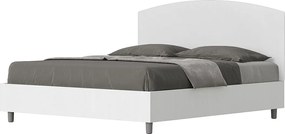 Łóżko wyposażone w stelaż z listwami 160x190 konstrukcja Frassino biała zagłówek sztucznej skóry Biały Antilia