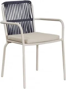 Zestaw 4 Sztaplowanych Krzeseł Jadalnianych Z Podłokietnikami Z Aluminium Alberta Dark Blue - Sklum