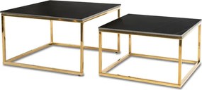 Zestaw Stolików Kawowych TENOR Czarny Marmur/Złoty do Salonu Glamour