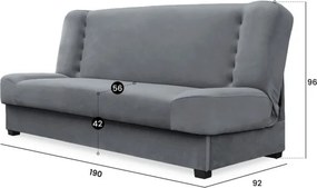 Sofa z Funkcją Spania PIANO Rozkładana Wersalka Dwuosobowa Szara Nowoczesna do Salonu