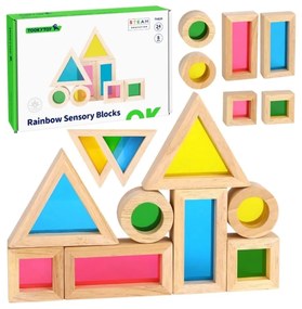 Tooky toy drewniane kolorowe klocki lustra zestaw 8 el. fsc