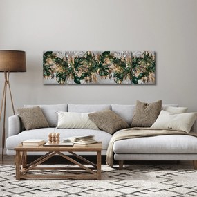 Obraz - Złoto - zielone tropikalne liście (170x50 cm)