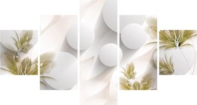 Obraz - 3D koła z kwiatami (125x70 cm)