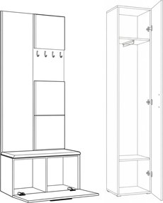 Masseno Garderoba MODULO 120,6/204/40 cm do Przedpokoju Nowoczesna Kaszmir