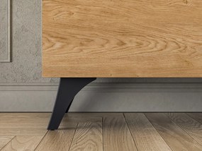 Witryna niska HESTIA 2W2D 95cm dąb/czarna ML MEBLE