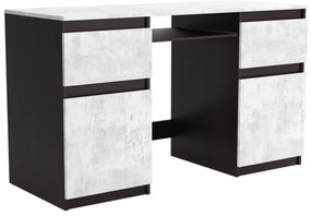 Biurko komputerowe młodzieżowe szkolne 140 cm z półką szufladami REMI2 Wenge/Beton
