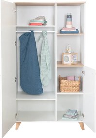 Biała szafa dziecięca w dekorze dębu 52x180x180 cm Léon – Roba