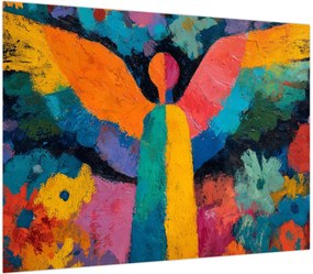 Obraz - Abstrakcyjny anioł z kwiatami (70x50 cm)