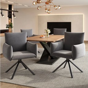 Zestaw 4 krzeseł do jadalni - 60 x 60 x 88 cm - krzesła tapicerowane - obrotowe 360° - aksamitne - szare