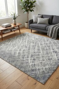 Szary nowoczesny wzorzysty dywan H6-G73