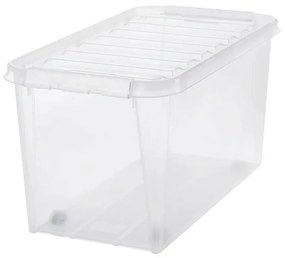 SmartStore Pojemnik z białymi zatrzaskami ikółkami Cla ssic, 70 l, 70 l