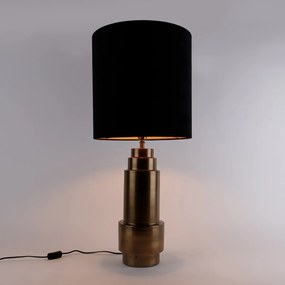 Lampa stołowa brązowy aksamitny klosz czarny ze złotem 40 cm - Bruut