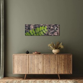 Obraz zielonej rośliny (z zegarem) (90x30 cm)
