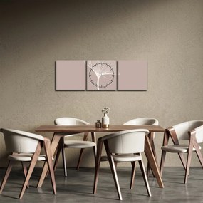 Obraz - Beżowe liście N⁰5 (z zegarem) (90x30 cm)