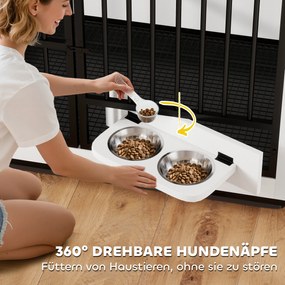 PawHut Duża klatka dla psa, łatwy dostęp, zamykana, obrotowy uchwyt na miski, dla małych i dużych psów, Biała
